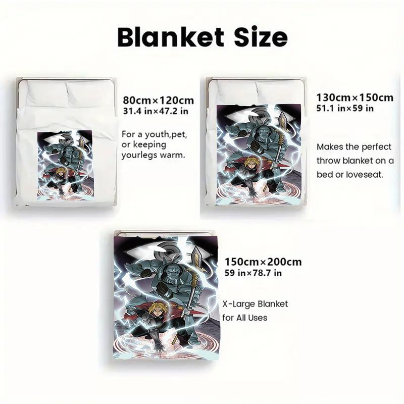 The Elric brothers Alphonse Elric 2D Flat Pattern Flannel Blanket High quality All Seasons Warmth and Comfort Perfect for Christmas Gifts.NMT0928188