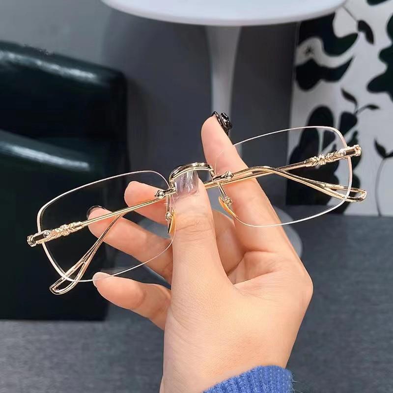 Titanium Alloy Square Rimless Myopia Glasses Unisex Prescription Eyewear 0 TO -5.0 Lightweight Durable