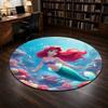 Round Rug Ariel Little Mermaid Underwater Coral Reef Fish Sun Rays Ocean Painterly Movie Fan Living Room Decor
