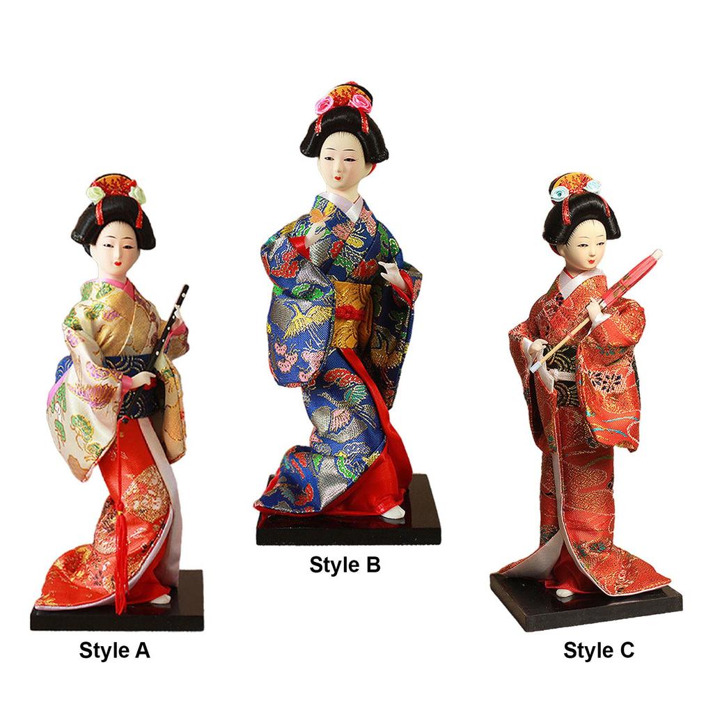 Etnické japonské panenky Gejši Orientální starověké panenky Kabuki 9" Kimono panenky Dívčí soška pro domácí kancelář ložnici obývací pokoj stůl Dívka