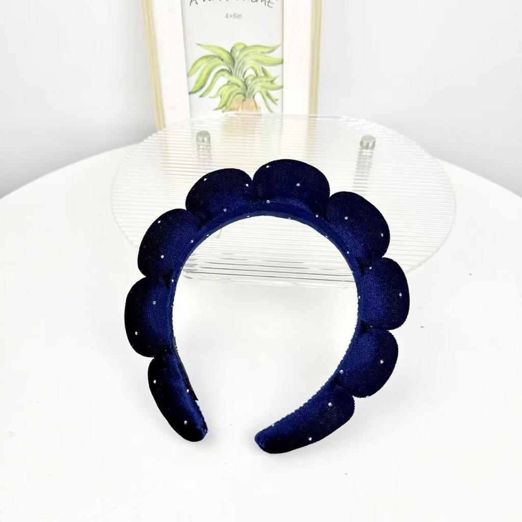 Women's Cute Blue Cloud Headband - Wide, High Skull Top for Face Washing