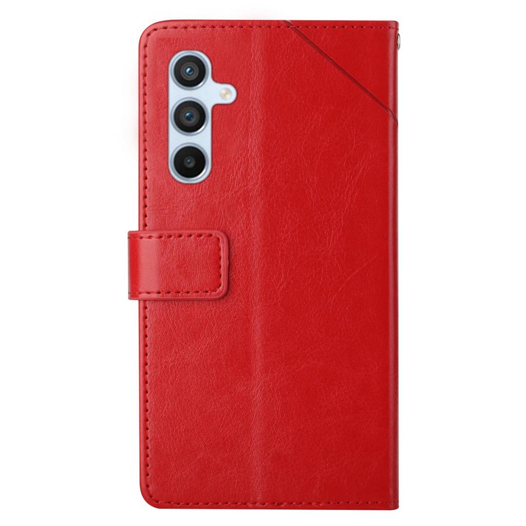 For Samsung Galaxy A26 5G Case with Wrist Strap Y Shaped Lines Imprint Leather Phone Cover