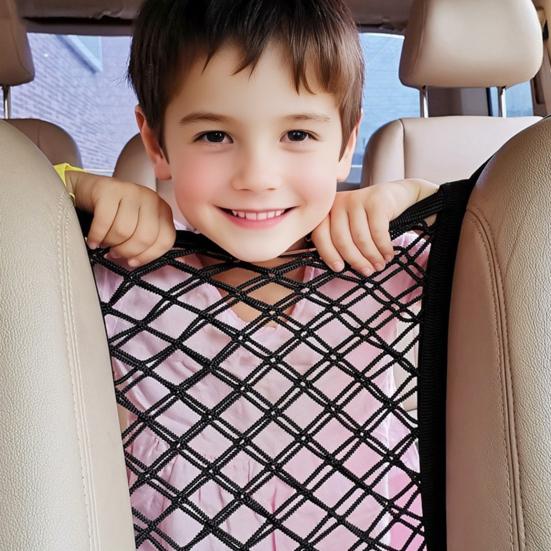 Car Net Bag Organizer for Front Seats Kid Dog Pet Barrier Storage Pocket Holder Elastic Tissue Purse Children's Isolation Protection Net Car Storage