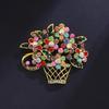 Wintyżowe Kolorowe Broszki Koszyczki Kwiatowe z Cyrkoniami Kobiety Piękno Błyszcząca Broszka Kwiatowa Bankiet Weselny Casualowa Biżuteria Prezent