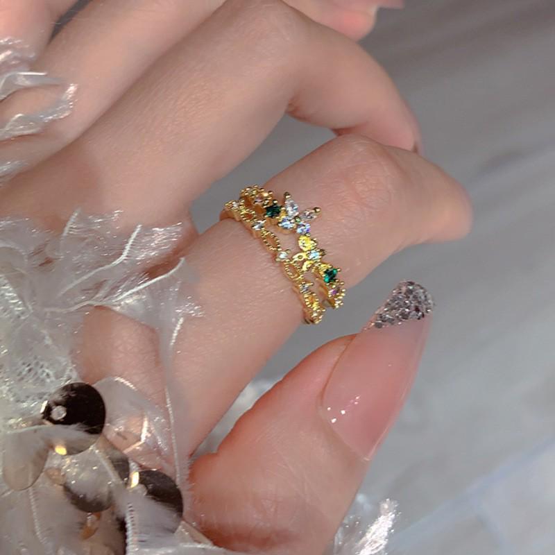 S925 Sterling Silver Pink Zircon Open Ring for Women – High-End, Light Luxury, Stackable Versatile Design for Index Finger.