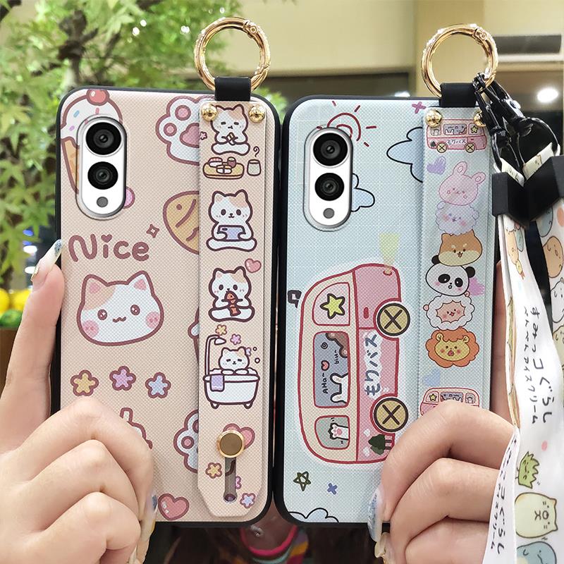 Cartoon Shockproof Phone Case For FCNT/Fujitsu Arrows N F-51C Phone Holder Waterproof Anti-knock Wrist Strap Anti-dust