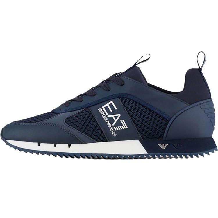 Emporio Armani Scarpe Casual Basse Stringate in Pizzo di Poliestere Sneaker Unisex Blu Navy X8X027XK050D813