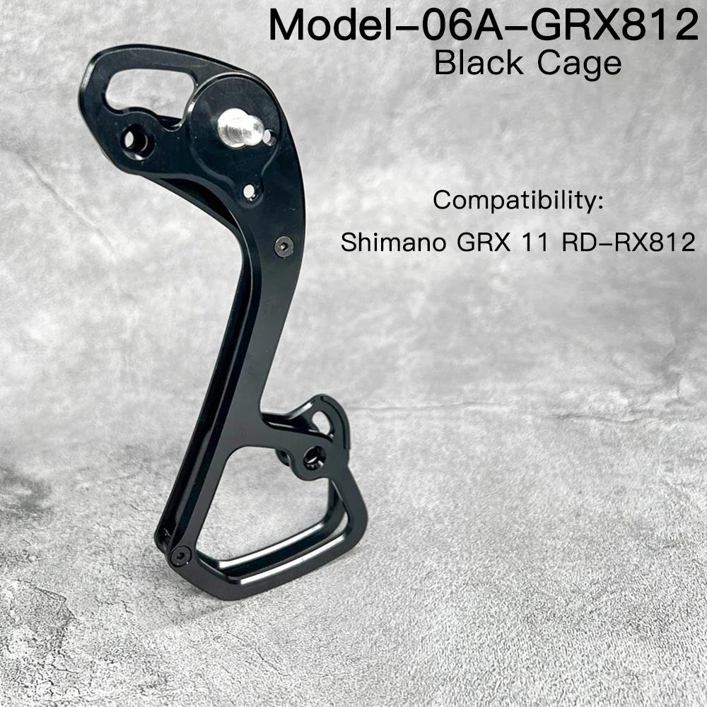 Gravel Rear Derailleur Cage Pulley Wheels for Gravel Derailleur Oversized Bearing For Shimano GRX 11-speed RD-RX812 RX817 Di2 06A Black Cage