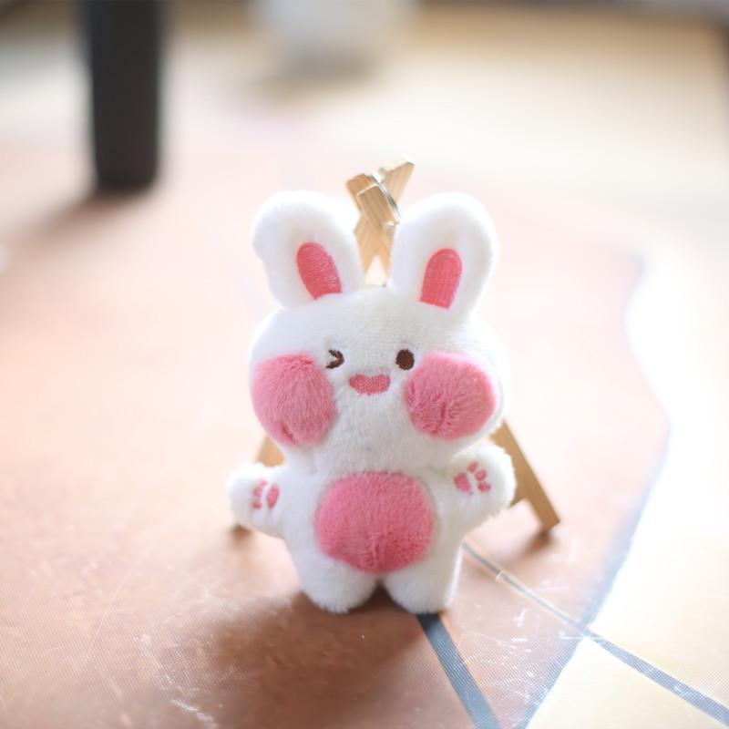 Adorable Cute Bunny Plush Toy Keychain Soft Short Plush Cartoon Rabbit Bag Charm