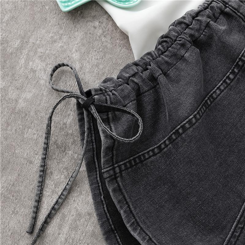 Skinny Fashionable and Versatile Stretch High-waisted Denim Shorts Female Summer Slim Drawstring Design Sense of Wide-legged Pants A Word Pants