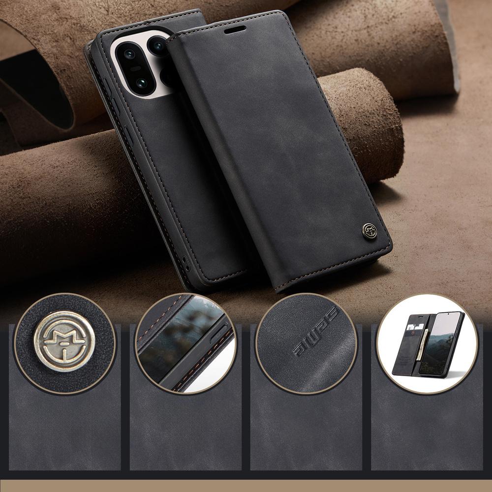 CASEME Case for OnePlus 15, Leather Wallet Case, Black