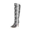 Fashion Serpentine Mixed Color 10cm Slim High Heels Knee High Boots European American Fashion Pointed Spicy Girl Women Boots Size 34-46