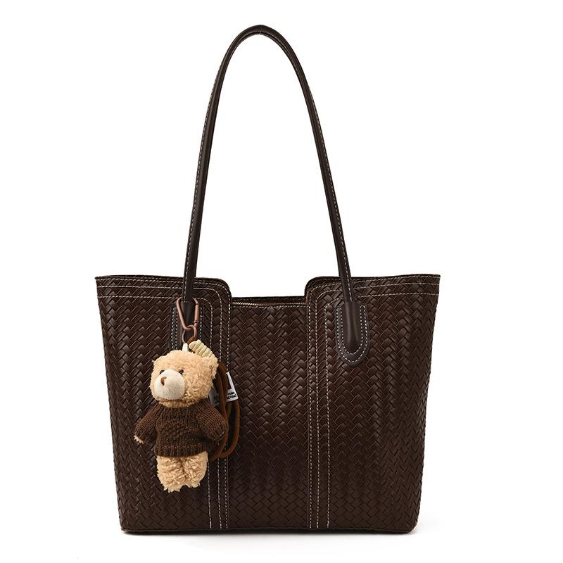 Large-capacity Retro Tote Bag, High-end Woven Pattern Single-shoulder Bag for Women