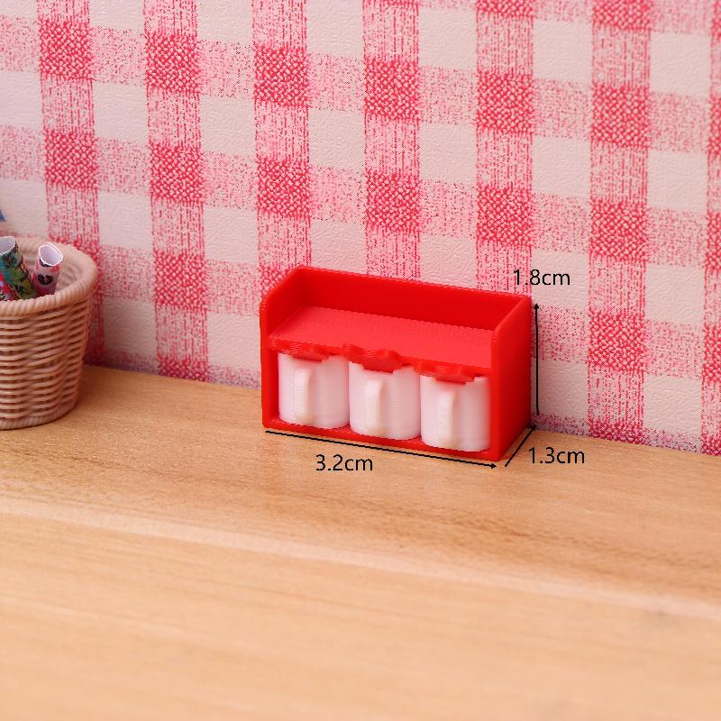 1/12 Dollhouse Mini Cartoon Seasoning Jar Model Dollhouse Kitchen Decoration Dolls House Scene Accessories Pretend Play Toys