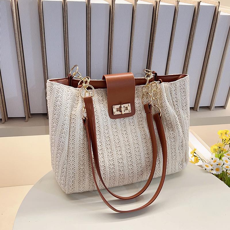 Only beautiful women bag new shoulder bag large capacity tote bag beach vacation straw leisure handbag