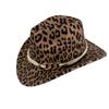 Leopard Print Casual Western Cowboy Hat Men's and Women's Retro Fashion Jazz Hat Sunshade Top Hat Family Wind Yak Chain Wide Brim