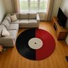 Vinyl Record Round Rug, Music Themed Black  White Carpet, Soft Non-Slip Decor Mat for Living Room  Bedroom