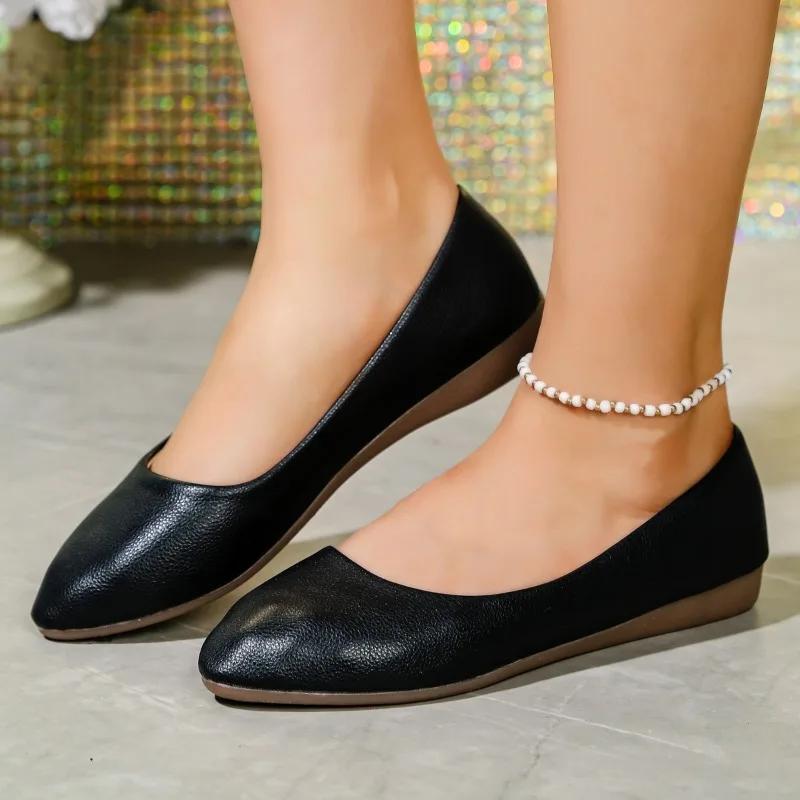 Fashion Women Flats 2024 New Pointed Toe Comfortable Loafers Shoes Woman Shallow Round Tow Spring Autumn Ballet Flat Shoes for Women