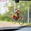 Acrylic Car Mirror Hanging Ornament, Dog Cycle Christmas Accent with Cord for Holiday Vehicle Use and Display Trim