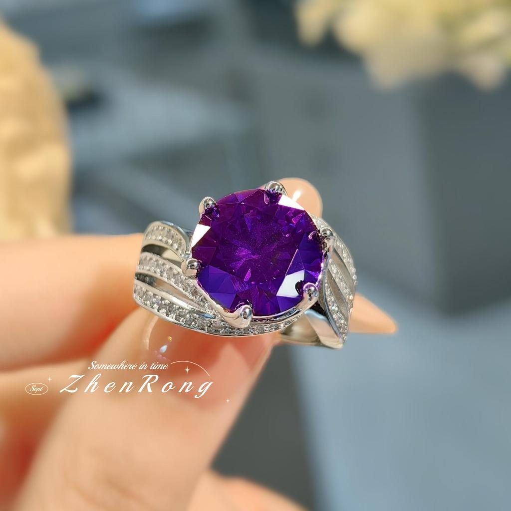 Luxury Women's 5-Carat Mysterious Purple Diamond Ring - Three Lives of Love Collection