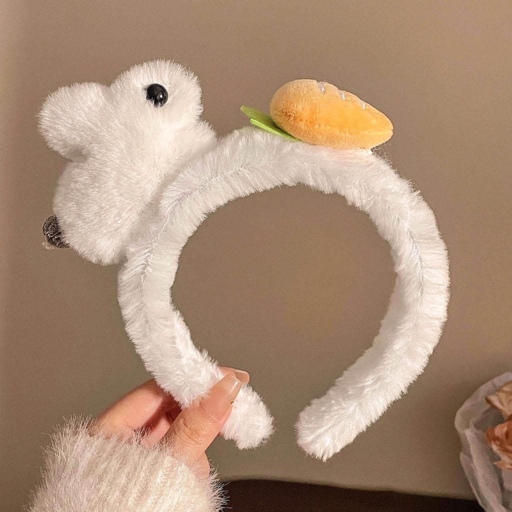 Adorable 3D Rabbit Carrot Plush Headband for Women – Perfect for Face Washing and High Top Hair Styling