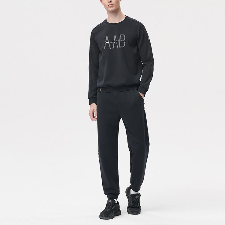 FILA Athletics Letter Print Sports Crewneck Sweatshirt Men Sweatshirt Deep-Black A11M141231F-BK