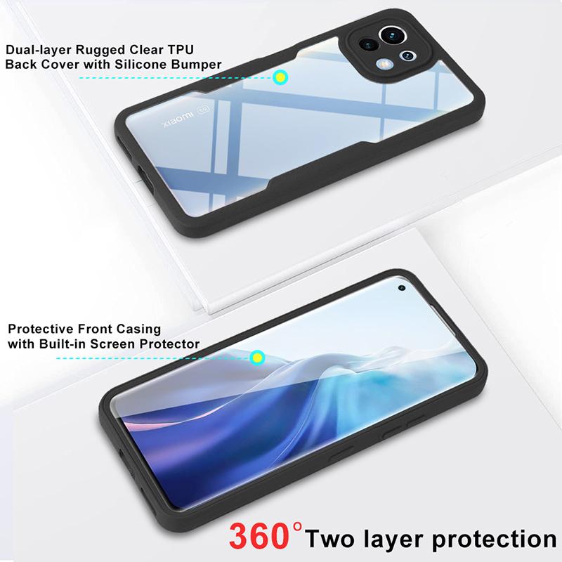 360° Protection Shockproof Case For Xiaomi 11 Pro 11 Lite Mi 11T Pro 11X 11I Funda Double Side Soft Silicone Clear Back Cover