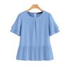 ZANZEA Women Casual Round Neck Solid Color Short Sleeve Blouse