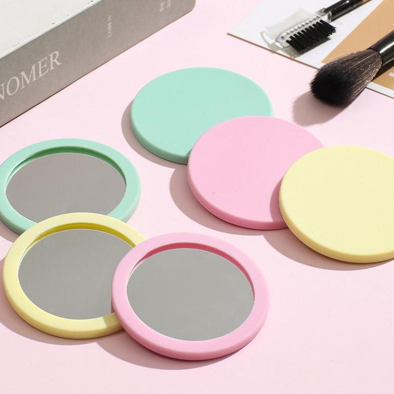 Mini Makeup Mirror Round Silicone Cosmetic Mirror Makeup Mirror Portable For Handbag Purse Pocket Compact Cosmetic Beauty Tool