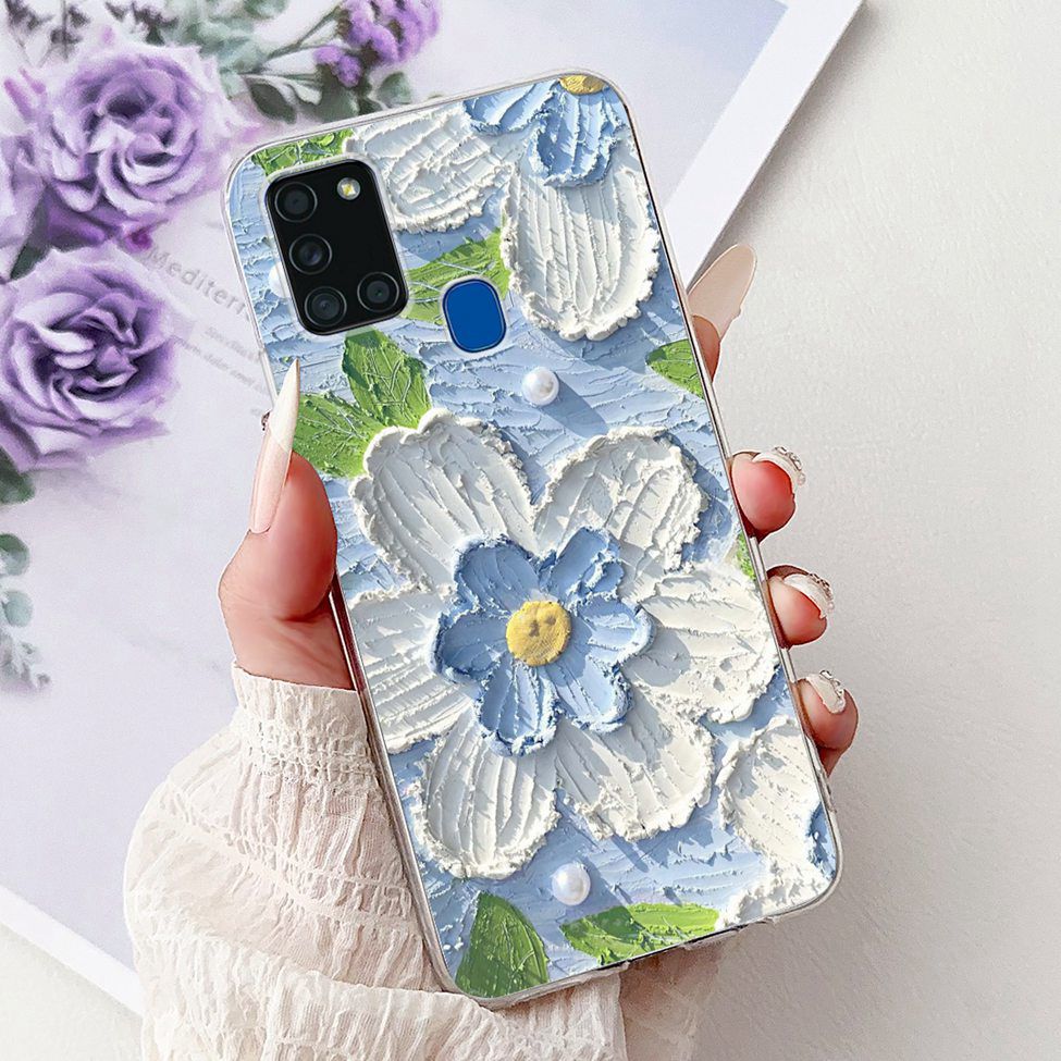 For Samsung A21s Case Cover Clear Fashion Luxury Cute Painted Back Cover For Samsung Galaxy A21s Phone Case A217F A217M A217N