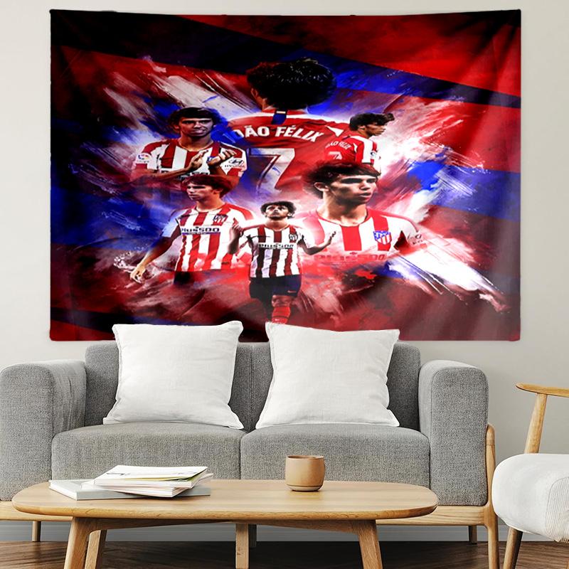 Nástěnná tapiserie s potiskem Atlética Madrid, Lehká závěsná dekorace na zeď, do ložnice, koleje, obývacího pokoje, domácí umělecká dekorace - Dárek k narozeninám, Vánocům pro přátele