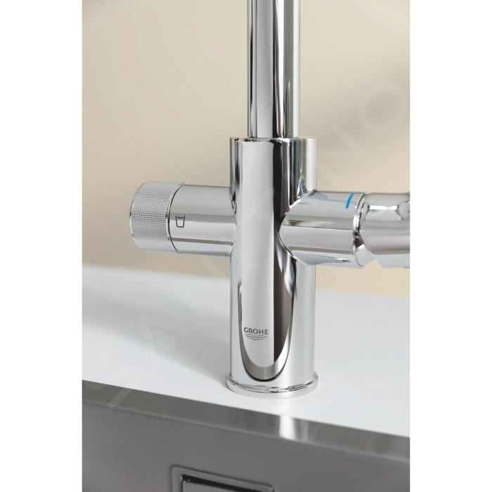 Mitigeur d'évier - GROHE - StartCurve - Filtration intégrée - Bec col de cygne - Chromé
