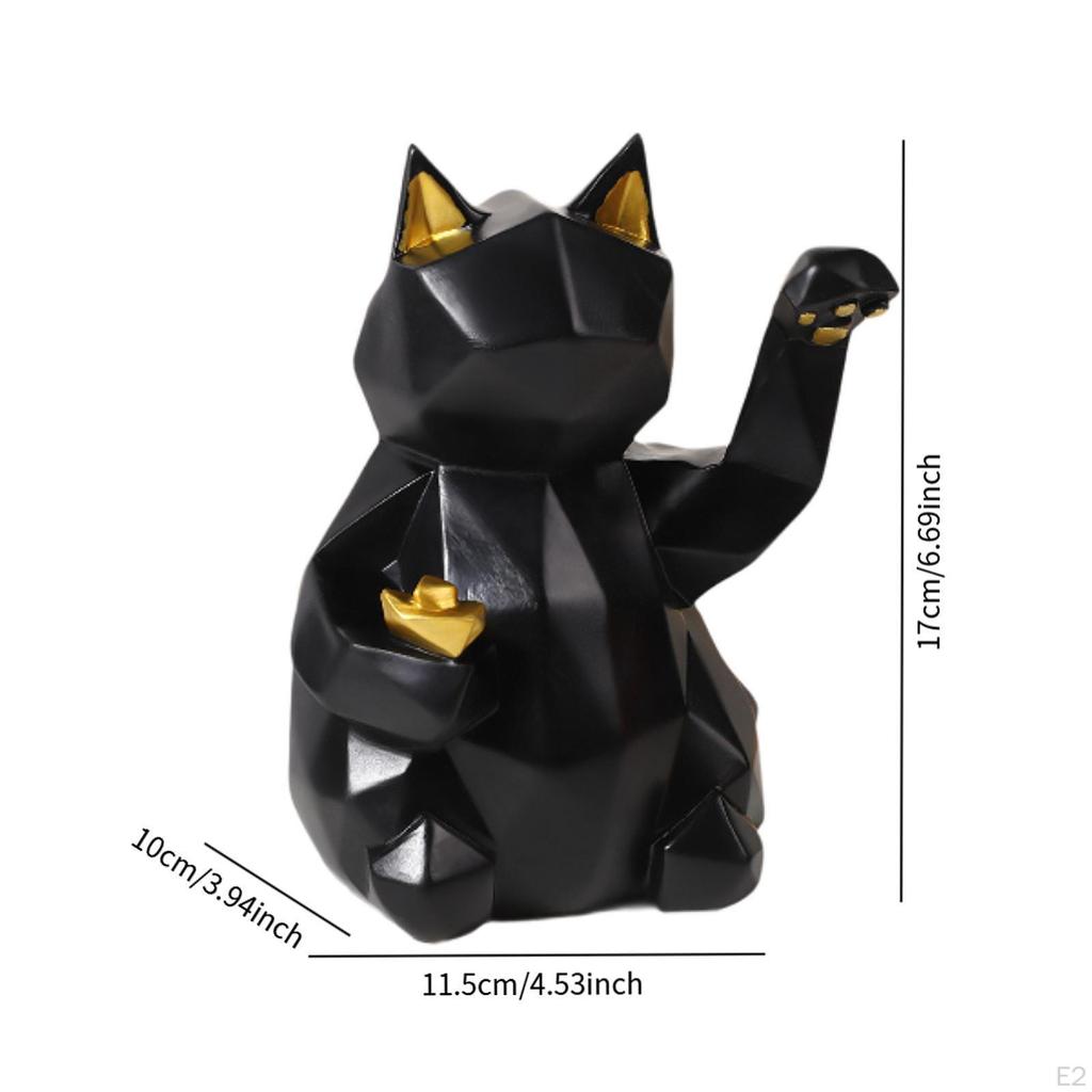 Black Cat Figurine Decor Modern Colletiable Geometric Gifts for Lovers Home Creative