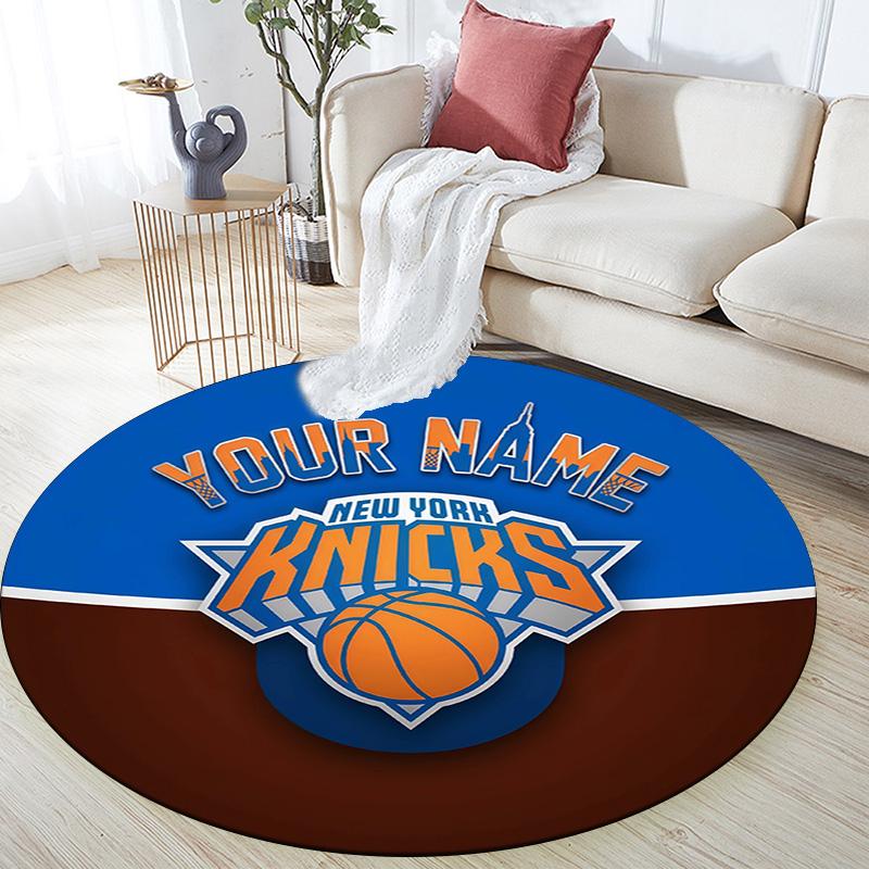 Custom Name New York Knicks2 Round Area Rug,Carpet Rug for Living Room Bedroom Sofa Playroom Decor,Non-slip Floor Mat