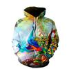 Herren Kapuzenpullover Mit 3D Katze Pfau Digitaldruck Lockerer Sitz Herbst Freizeit Oberteil