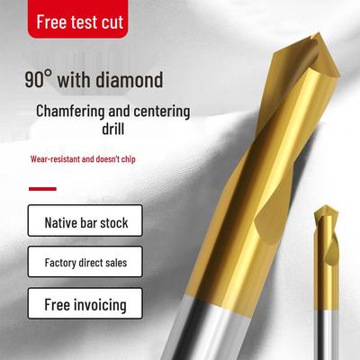 M35 Titanium-Plated Cobalt Center Drill Bit 90° Chamfering Tool for Stainless Steel