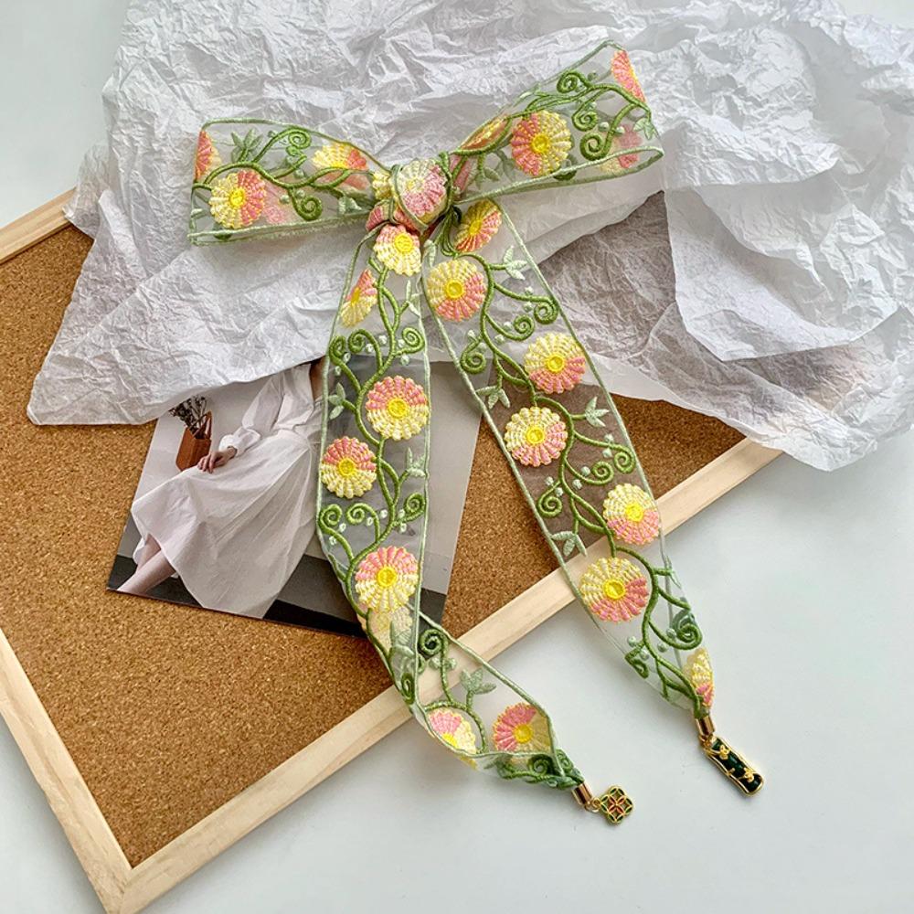 Ribbon Embroidered Lace Scarf Printed Scarf Headband Elegant Narrow Long Scarves  Multifunction