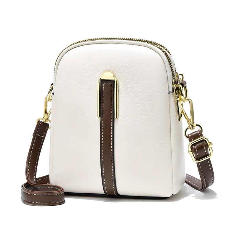 Elegant  Trendy Women’s Leather Mini Crossbody Bag Small Double Zipper Shoulder Purse With Adjustable Strap Classic Minimal Design