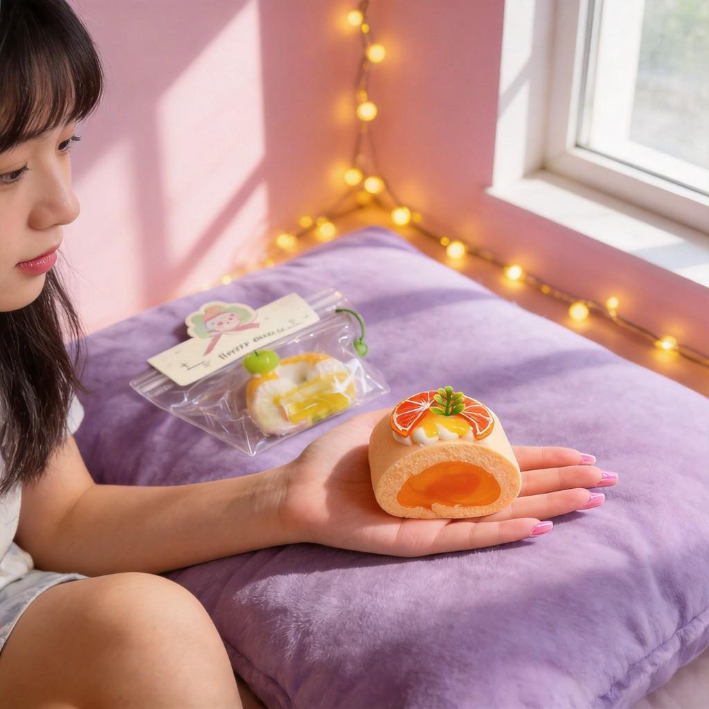 Food Grade Silicone Orange Swiss Roll Stress Relief Toy For Kids And Teens