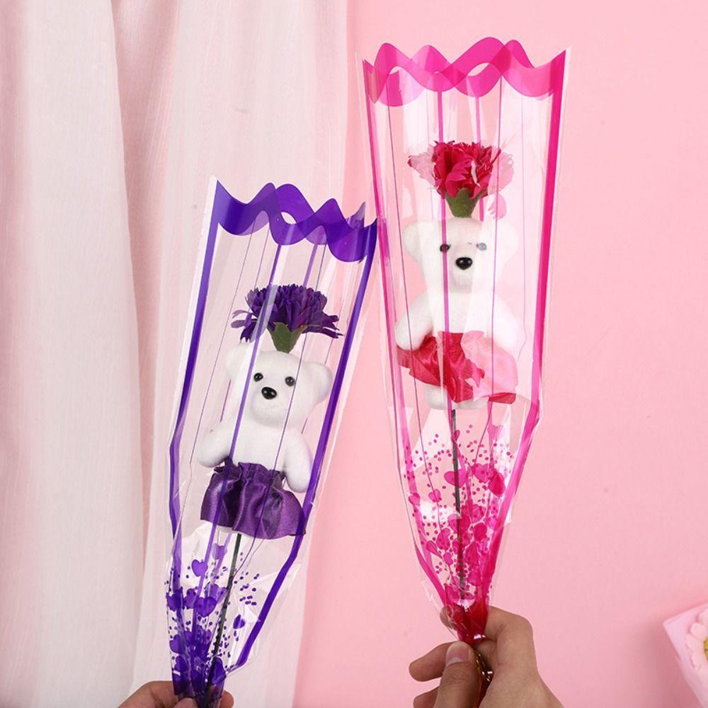 Soap Flower Artificial Rose Flowers Plush Toy Bear Bouquet Decoration