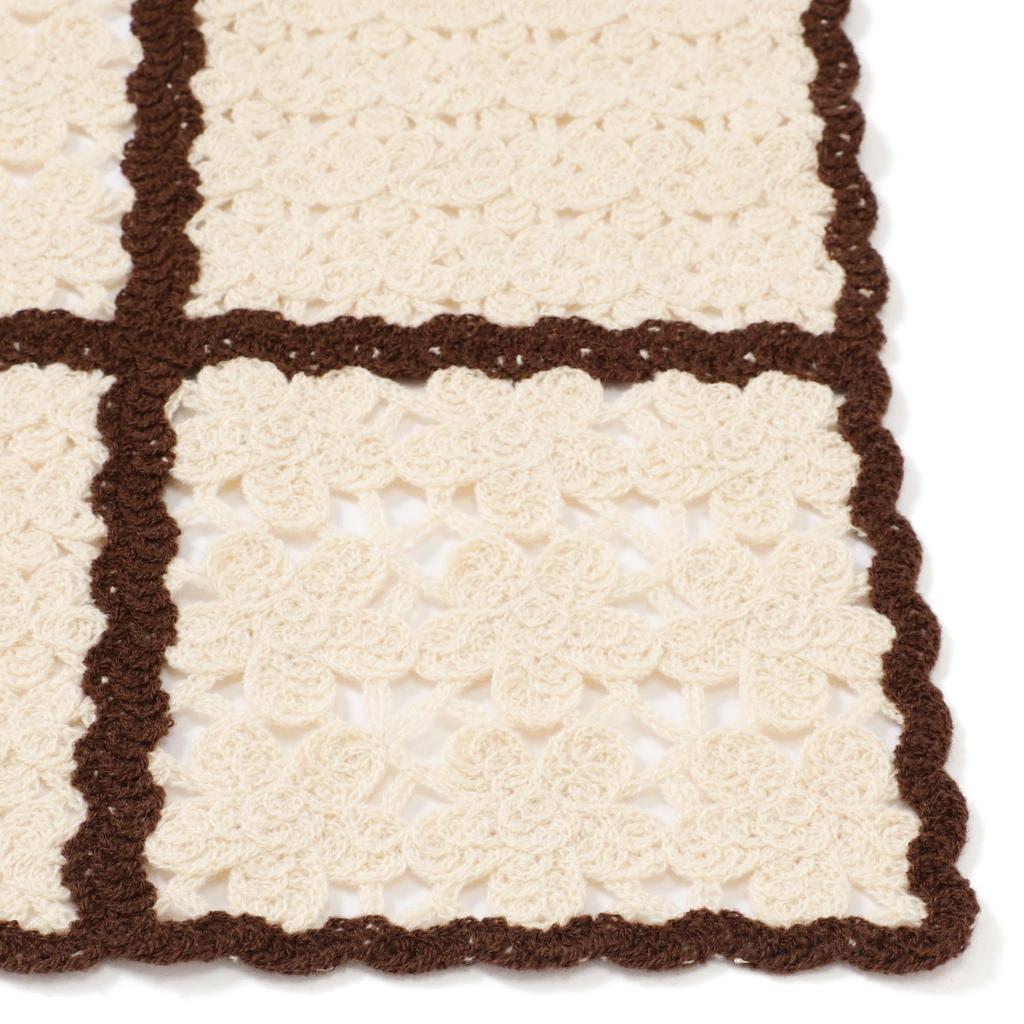Francfranc Autumn Flower Crochet Throw (100cm X 150cm) Ivory Blanket/Half Blanket