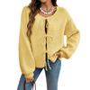 Women‘s Round Neck Long Sleeve Lace-Up Fitted Cardigan Coat