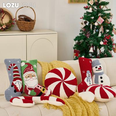 1PC LOZUJOJU Cute Christmas Pillow Christmas Pattern Embroidered Comfortable Cushion Alien Pillow for Sofa Living Room Bedroom Home Decor