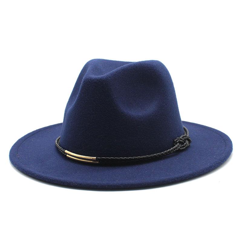 Hat Men'S And Women'S Jazz Hat Quarterly British Retro Belt White Top Hat Woolen Gentleman'S Hat