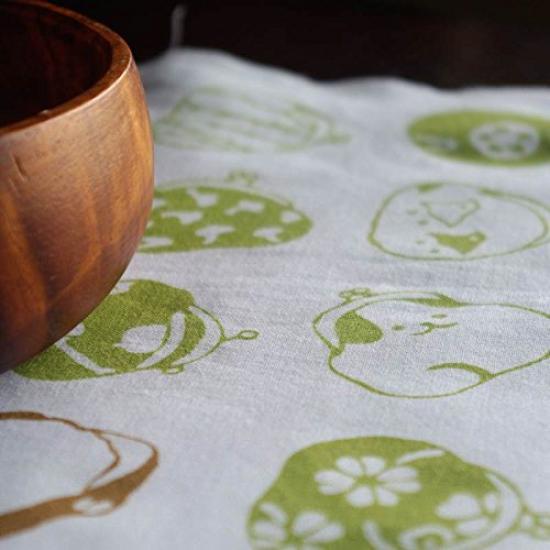 Edoten Todaya Shoten Niwazome Tenugui with Clasp Purse White and Approximately 37 X 98 Cm (hand Towel) 937, Green,