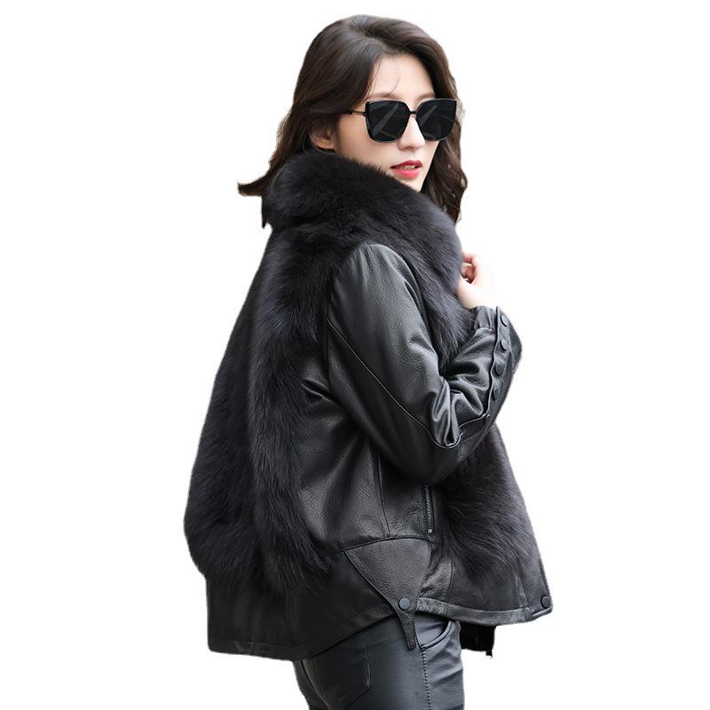 Women's 2025 Genuine Leather & Sheepskin Fur One-Piece Winter Coat