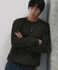 NODU Drain Henley Neck Knit [Khaki]