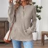 2025 Autumn/Winter Women's Solid Color Button Loose Long Sleeve T-Shirt
