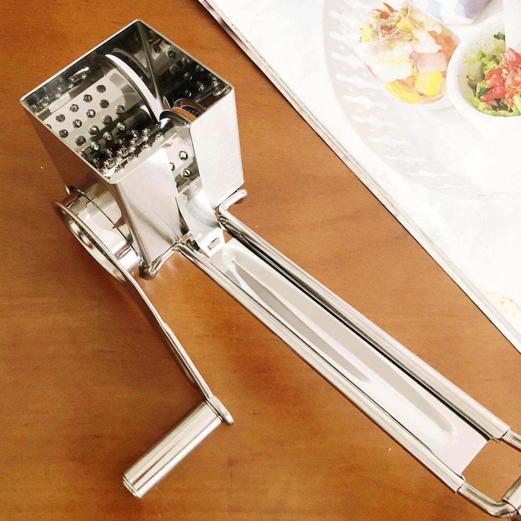 Stainless Steel Hand-Crank Rotary Cheese Grater for Kitchen Use