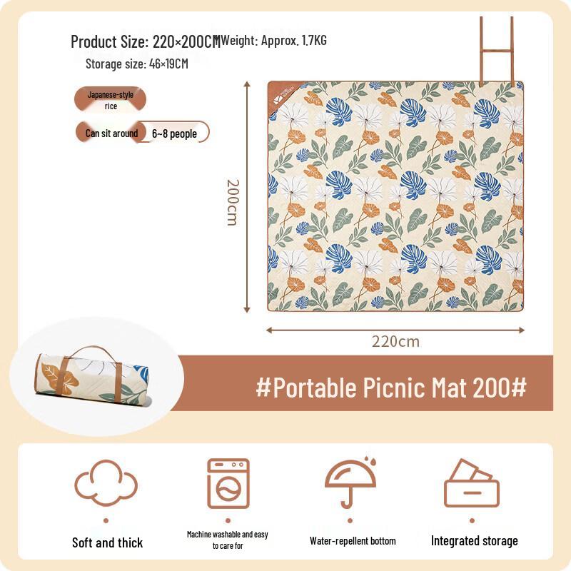 MOBIGARDEN Portable Machine Washable Picnic Mat 200x220cm
